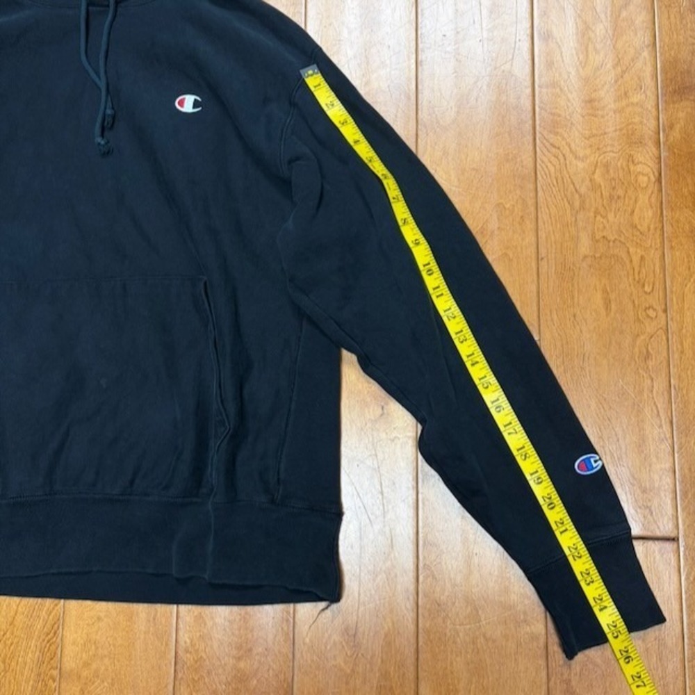 Vintage Champion Reverse Weave Hoodie Mens L Black Pullover Streetwear - Picture 6 of 11